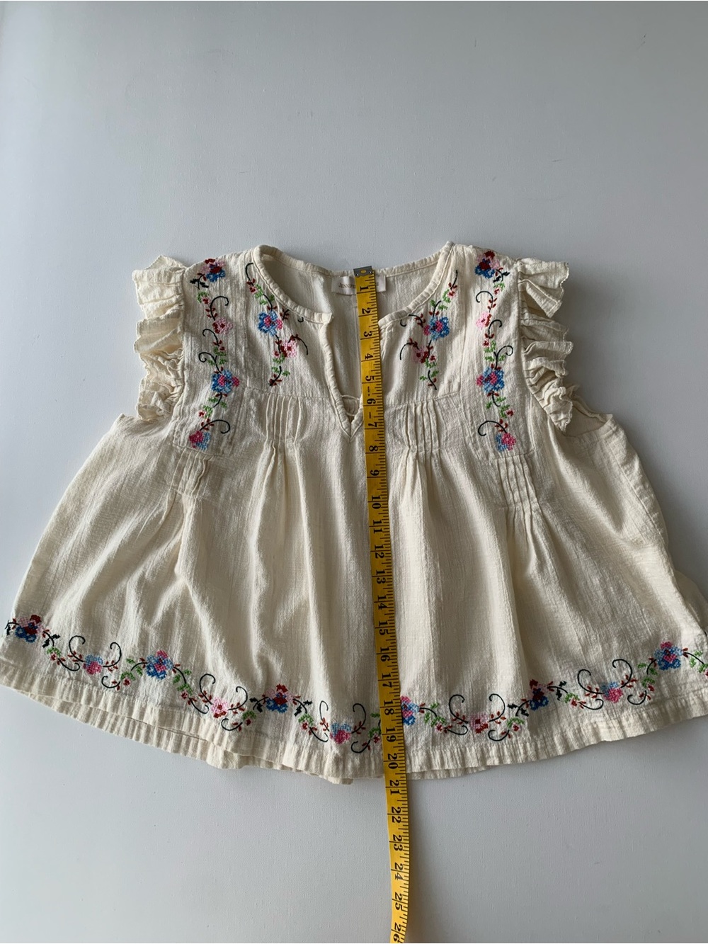 Jennifer Grace Y2K Embroidered Ruffle Sleeve Top Size XL Boho Floral Cottagecore - Picture 5 of 13